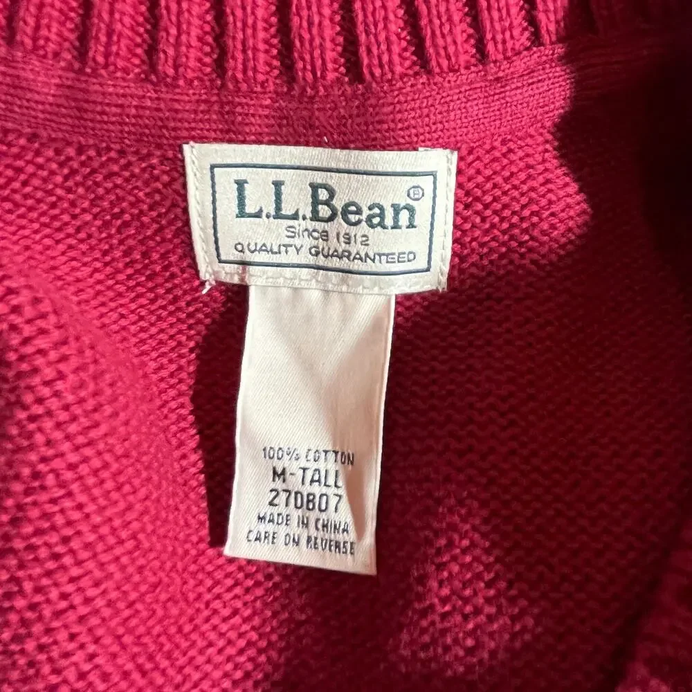 L.L. Bean Sweater Mens Size‎ Medium Tall Cotton Knit V-Neck Casual Office Work